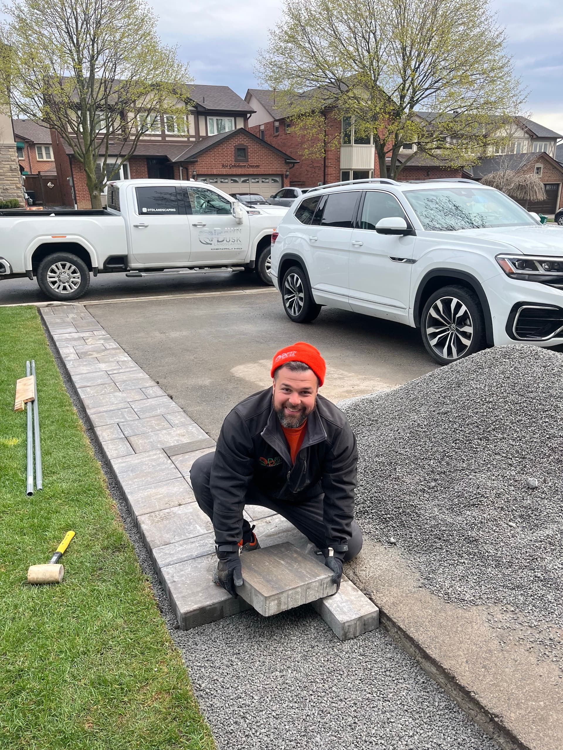 Interlocking driveway in Durham Region — full base preparation and installation